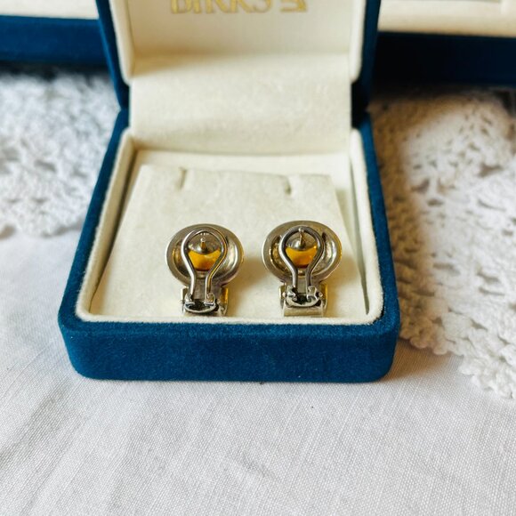 Birks 18K Sterling Citrine Omega Earrings - Picture 6 of 7